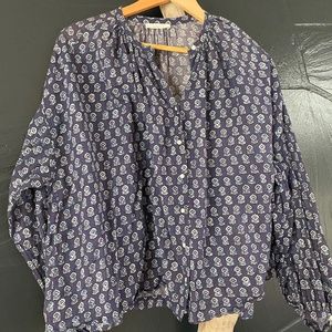Doen Block Print Indigo Blouse